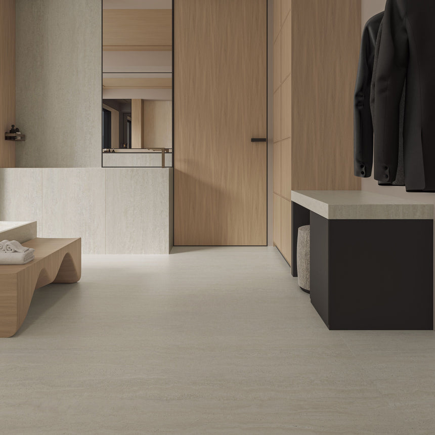 Avoca 600x1200 Matt Bianco Vein Cut Travertine Look Tile