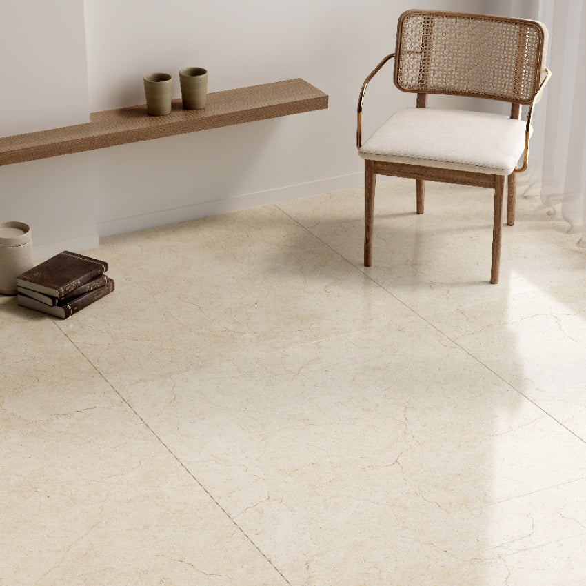Crema Marfil 600x600 Silktec Ivory Marble Look Tile