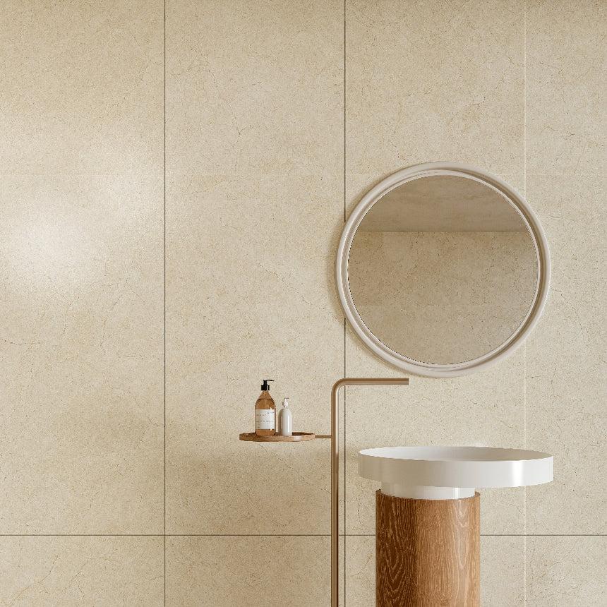 Crema Marfil 600x600 Silktec Ivory Marble Look Tile