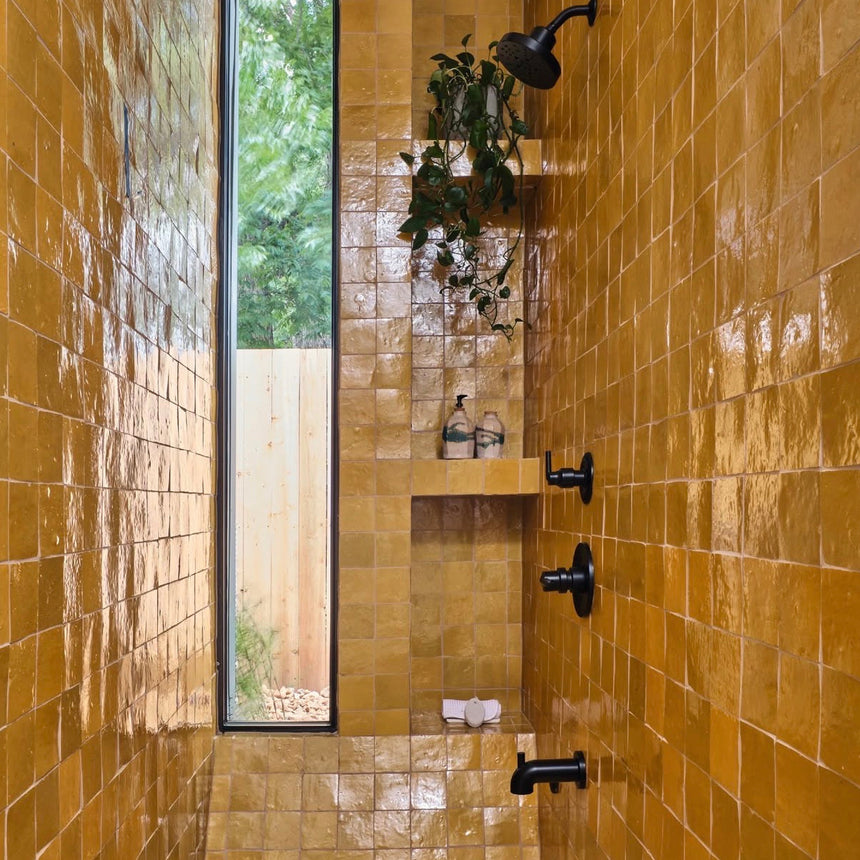 Zellige Caramel 100x100 Teracotta Square Moroccan Handmade Tile