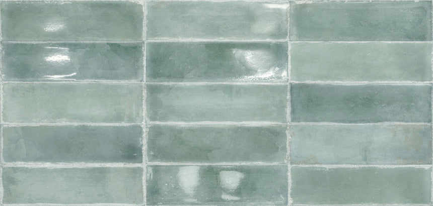 Atlantique Aquamarine Gloss 69x240mm Handmade Look Aqua Subway Tile