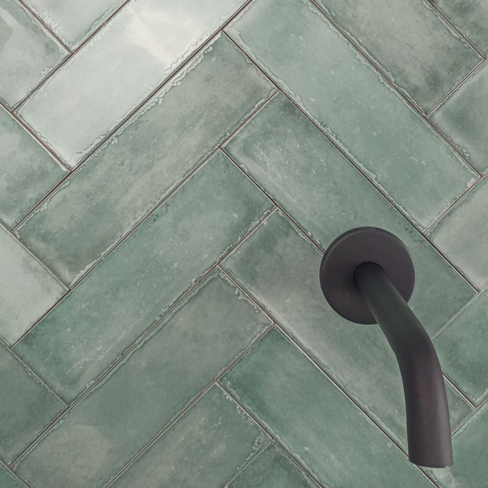 Atlantique Aquamarine Gloss 69x240mm Handmade Look Aqua Subway Tile