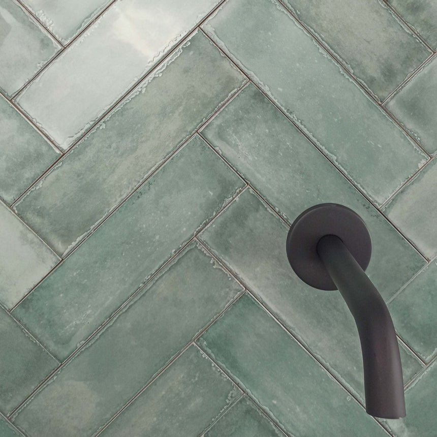 Atlantique Aquamarine Gloss 69x240mm Handmade Look Aqua Subway Tile