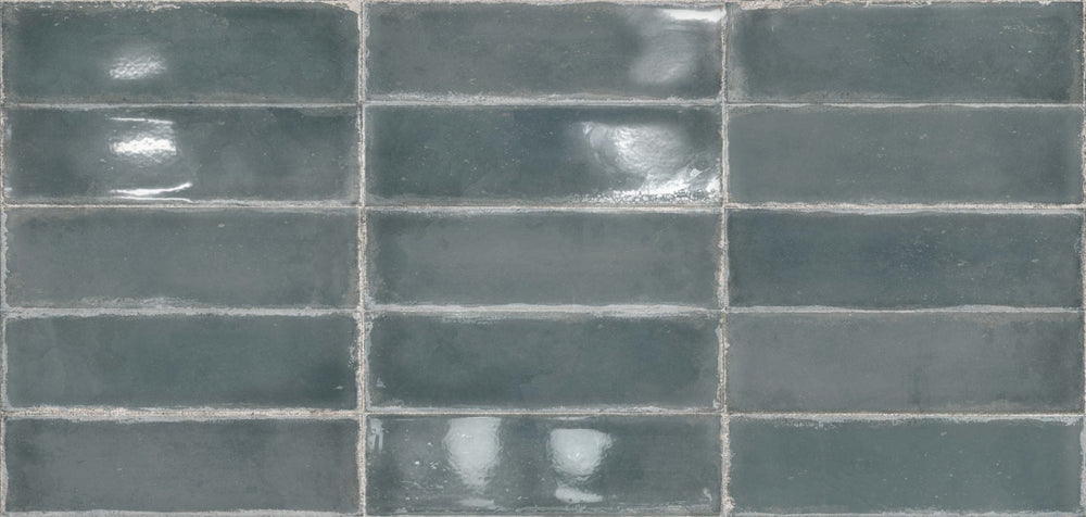 Atlantique Bleu Gloss 69x240mm Handmade Look Blue Subway Tile