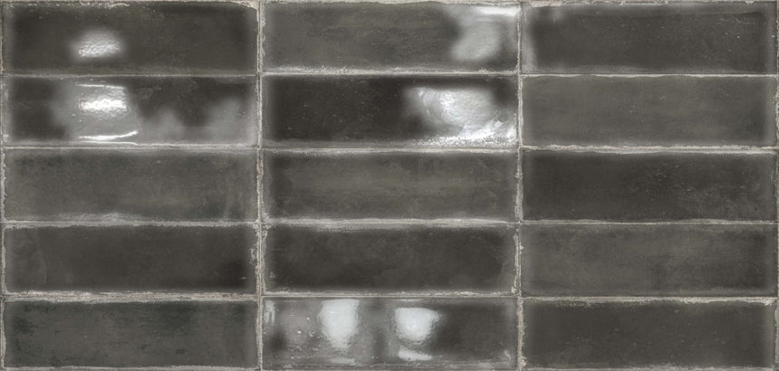 Atlantique Charbon Gloss 69x240mm Handmade Look Charcoal Subway Tile