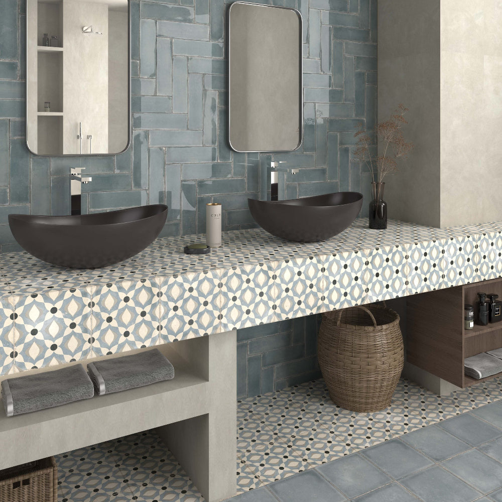 Atlantique Bleu Gloss 69x240mm Handmade Look Blue Subway Tile