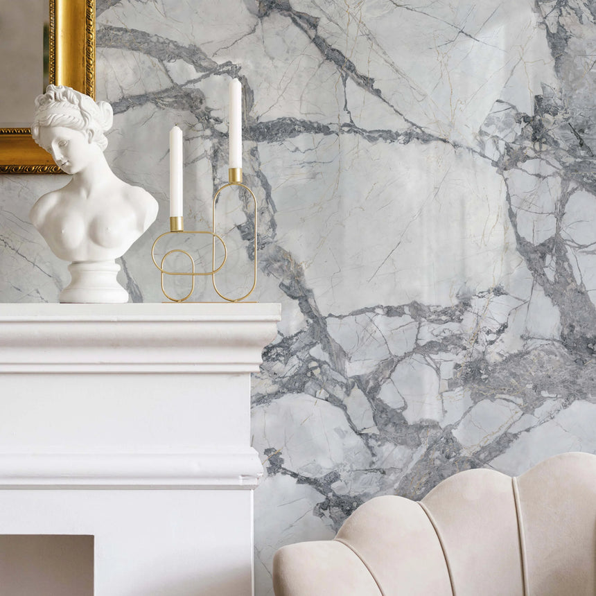 Aurora Invisible Grey 600x600mm Marble Look Tile