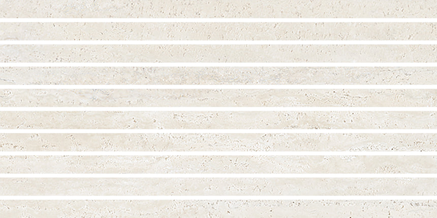 Avoca 300x600 Slats Décor Tile Matt Bianco Vein Cut Travertine Look Tile
