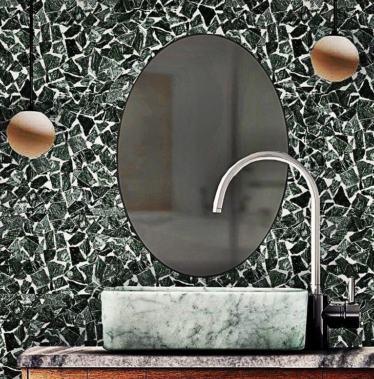 Crazy Verde Tumbled 300x300mm Natural Marble Mosaic