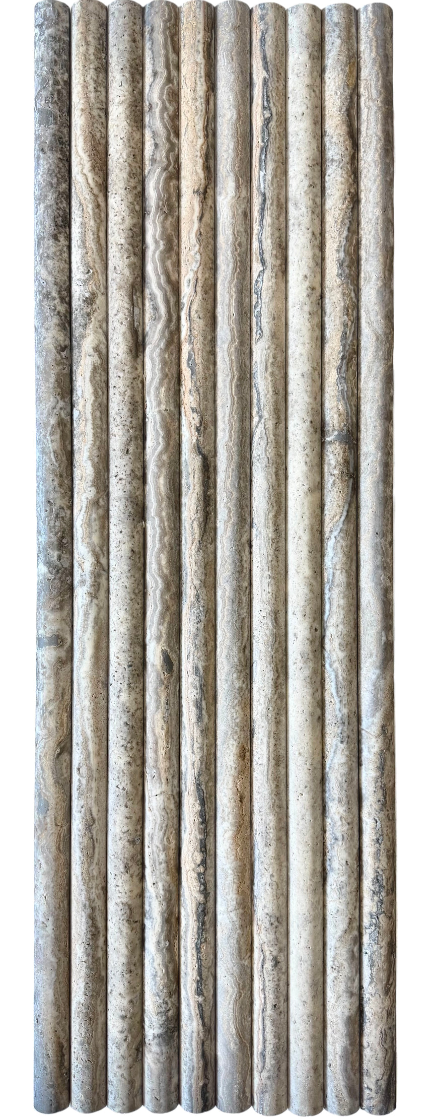 Bamboo Fluted Natural Silver Travertine Mosaic Tile Honed 30x900mm
