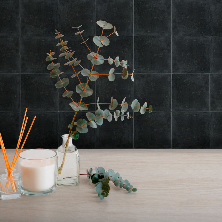 Marlow Oasis Black Matte 115x115mm Encaustic Look Tile