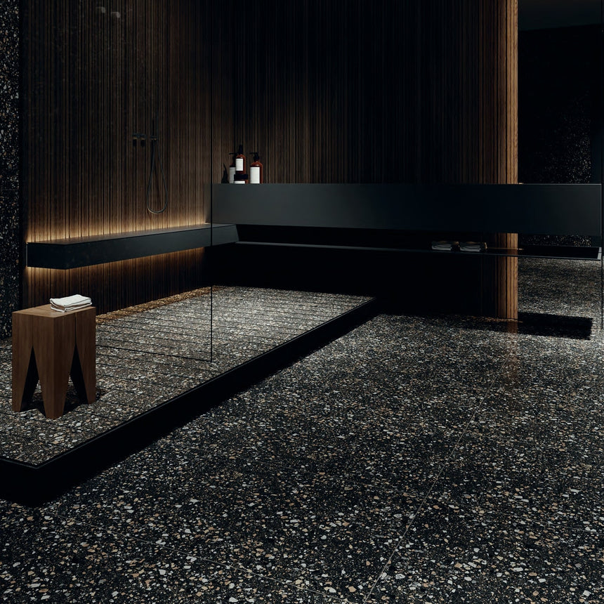 Venice Graphite 300x300mm Matt Terrazzo Look Tile