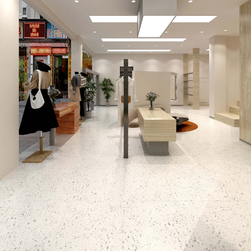 Venice Zinc 300x600mm Matt Terrazzo Look Tile