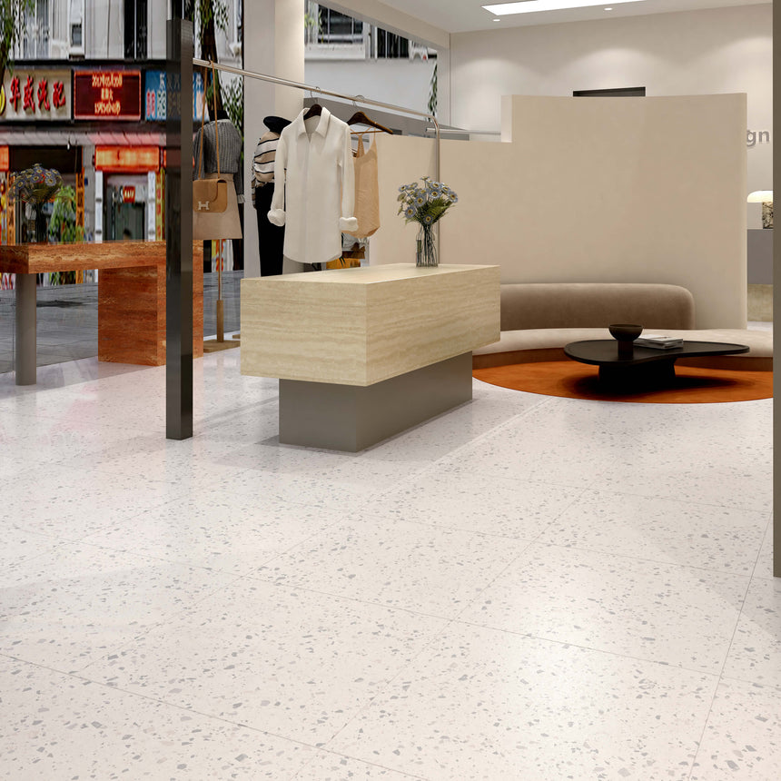 Venice Zinc 600x600mm Matt Terrazzo Look Tile