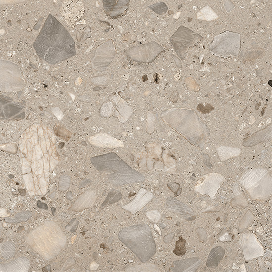 Ciottoli Sassi Grigio Matt Rectified 604x604mm Italian Stone Look Porcelain Tile