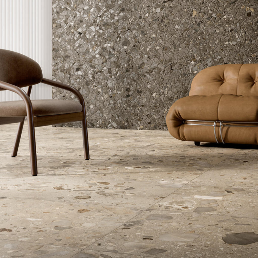 Ciottoli Sassi Grigio Matt Rectified 604x604mm Italian Stone Look Porcelain Tile