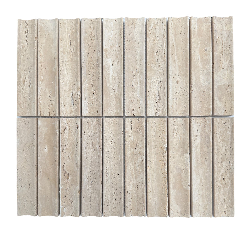 Concave Rome Stack Natural Travertine Mosaic Tile Honed 292x318