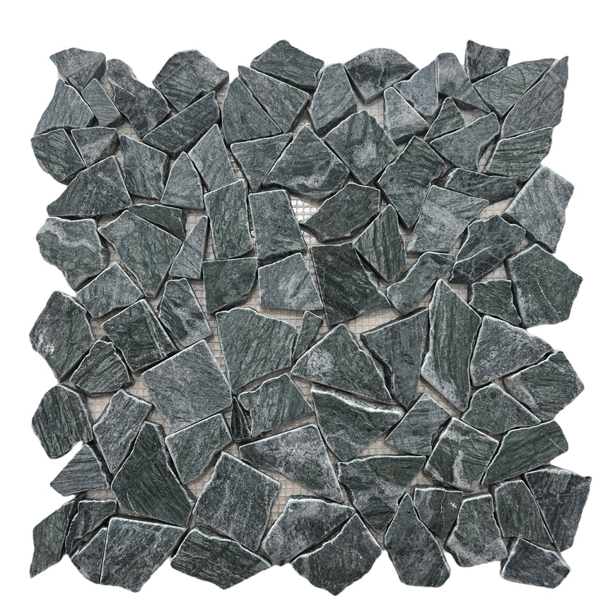 Crazy Verde Tumbled 300x300mm Natural Marble Mosaic