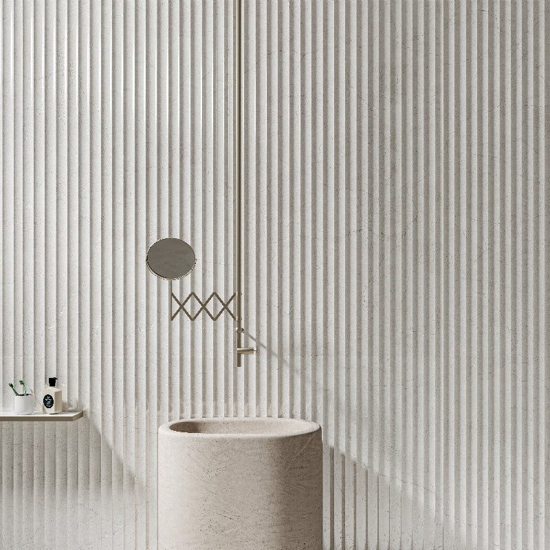 Crema Marfil 600x1200 Silktec Bianco 3D Feature Marble Look Tile