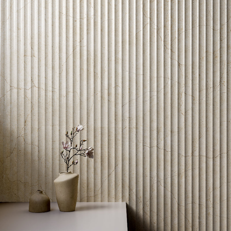 Crema Marfil 600x1200 Silktec Ivory 3D Feature Marble Look Tile