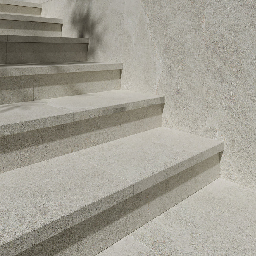 Anthology Crema 400x600mm Drop Edge External Bullnose Natural Stone Look Tile