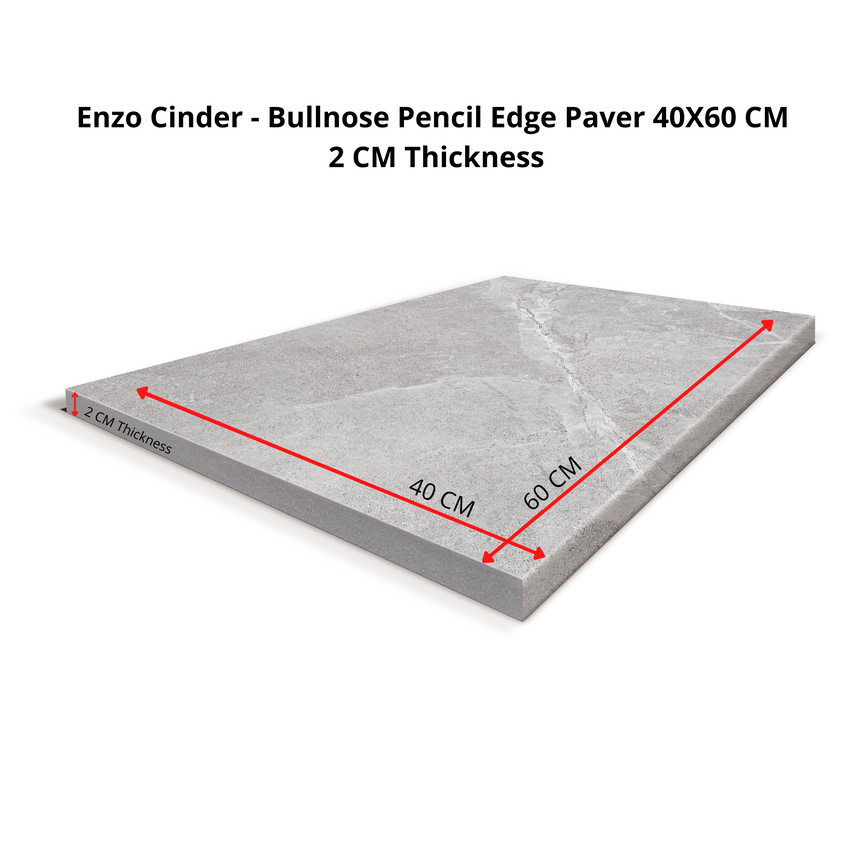 Enzo Cinder Bullnose Pencil Edge 400x600mm Anti-slip Stone Look Porcelain Tile