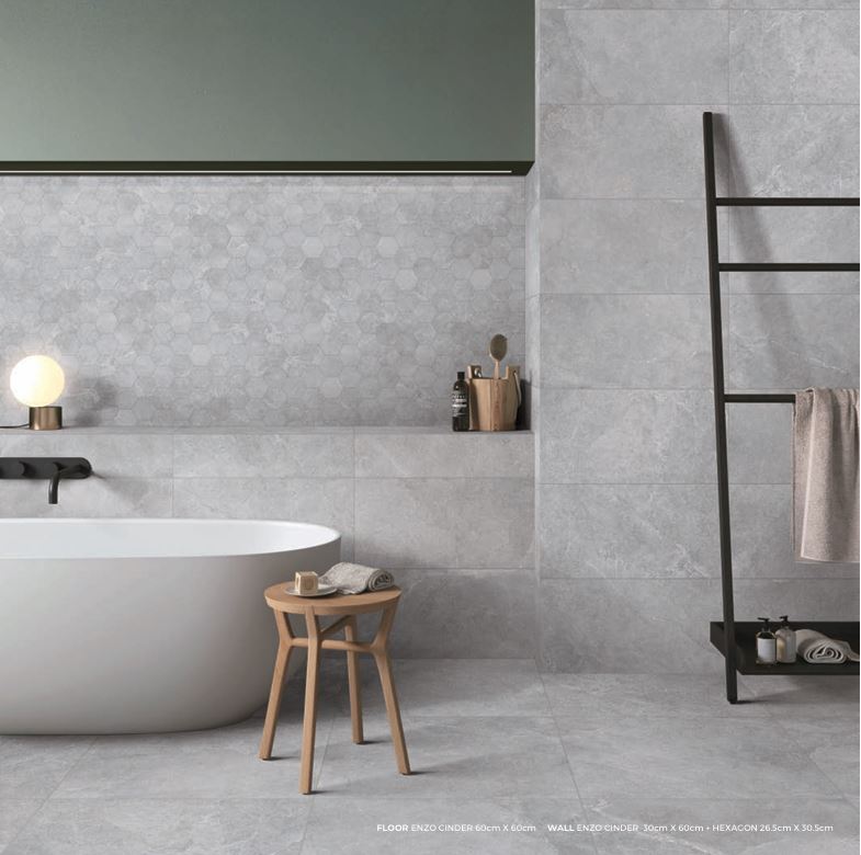 Enzo Cinder SurfaceTec® 600x600mm Anti-Slip Stone Look Porcelain Tile