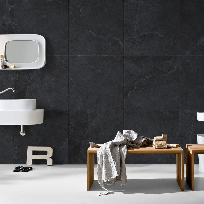 Enzo Coal SurfaceTec® 300x300mm Anti-Slip Stone Look Porcelain Tile