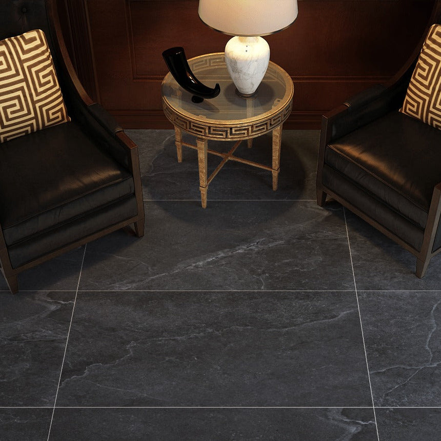 Enzo Coal SurfaceTec® 600x1200mm Anti-Slip Stone Look Porcelain Tile