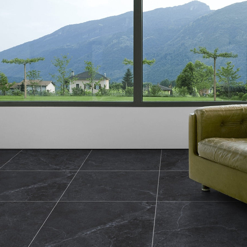 Enzo Coal SurfaceTec® 600x600mm Anti-Slip Stone Look Porcelain Tile