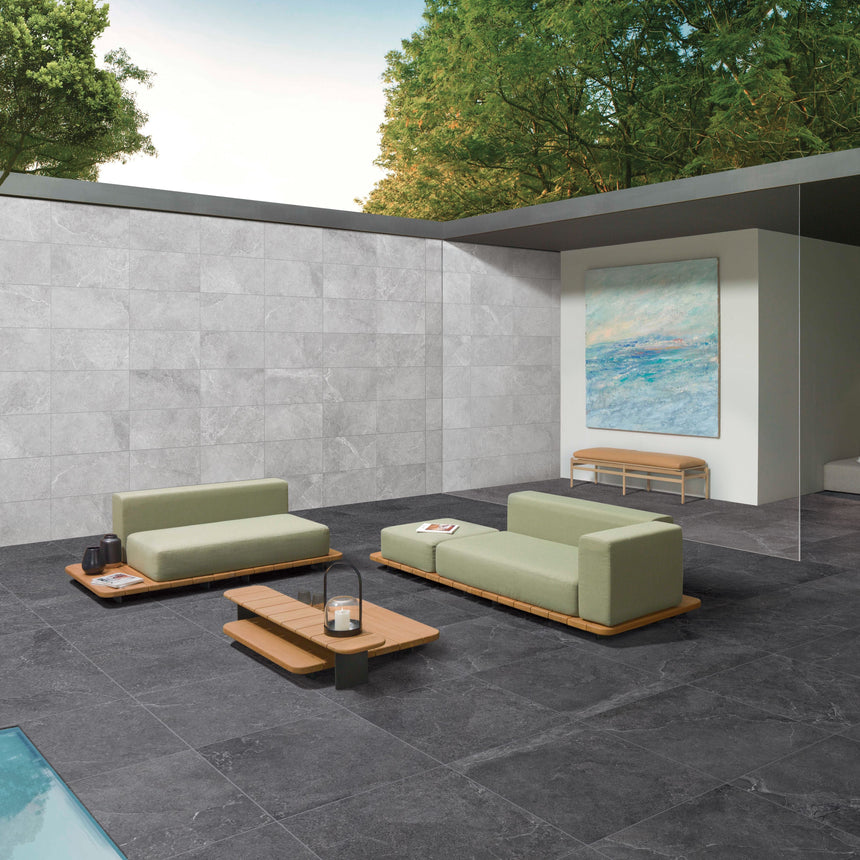 Enzo Coal Stone Look Porcelain Paver External 600x600mm