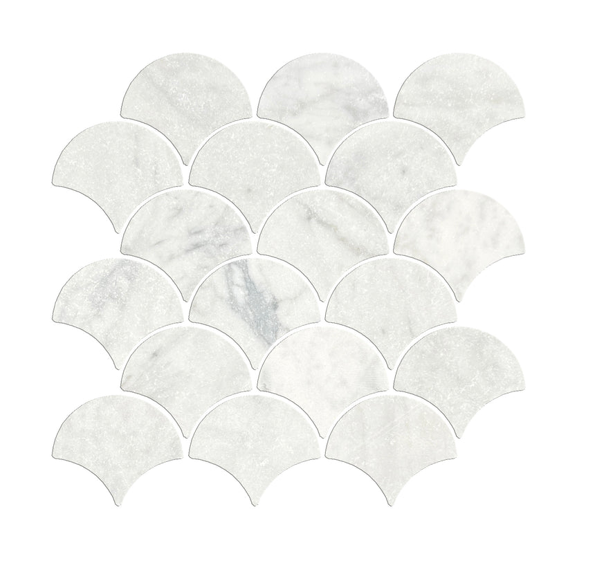 Fishscale Carrara Mosaic Tile Tumbled 235x225