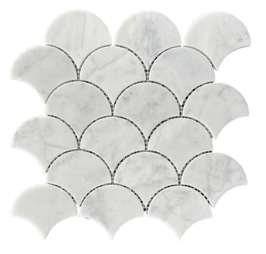 Fishscale Carrara Mosaic Honed Tile 235x225