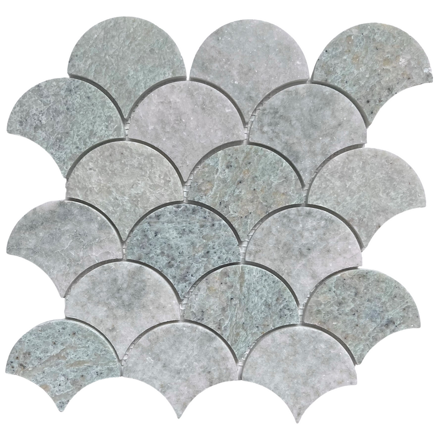 Fishscale Mint Mosaic Honed Tile 235x225