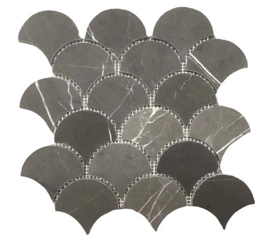 Fishscale Pietra Grey Mosaic Honed Tile 246x247