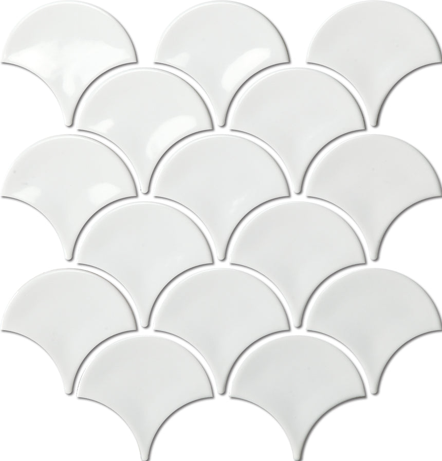 Fishscale White Mosaic Gloss Tile 259x273