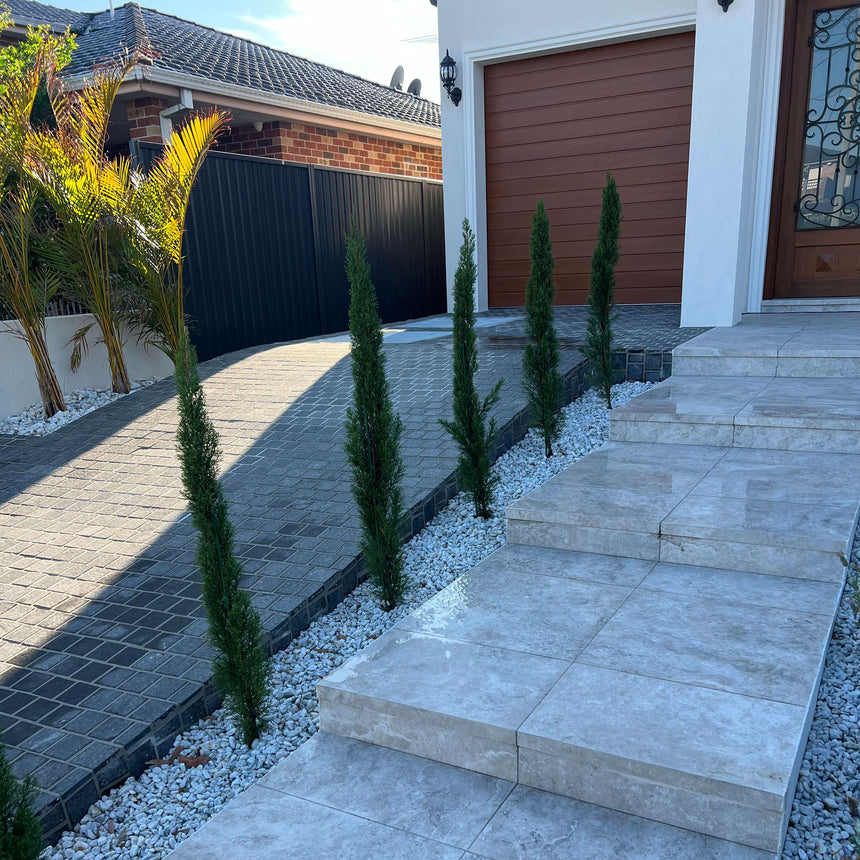 EarthCast Bianco Travertine Look 400x600 Drop Edge Indoor/Outdoor Porcelain Tile