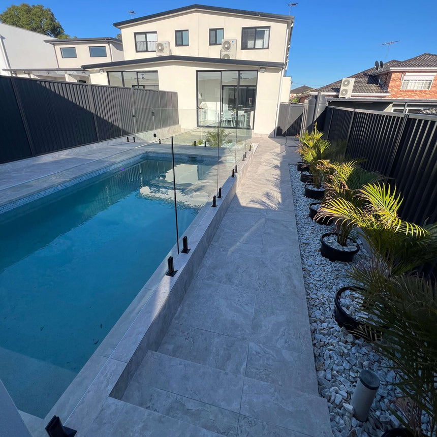 EarthCast Bianco Travertine Look 400x600 Drop Edge Indoor/Outdoor Porcelain Tile