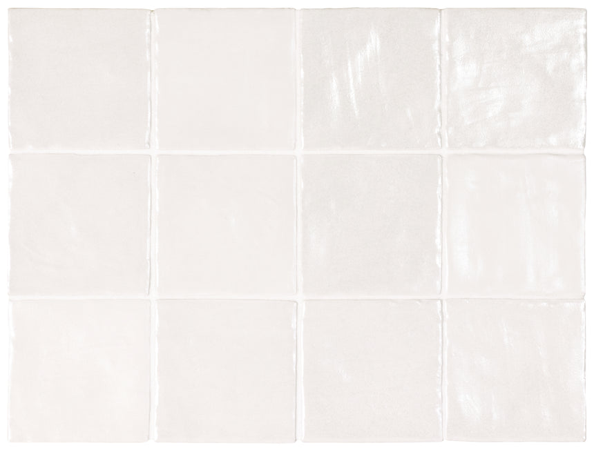 Iris White 100x100mm Spanish Small Square Ceramic Wall Tile