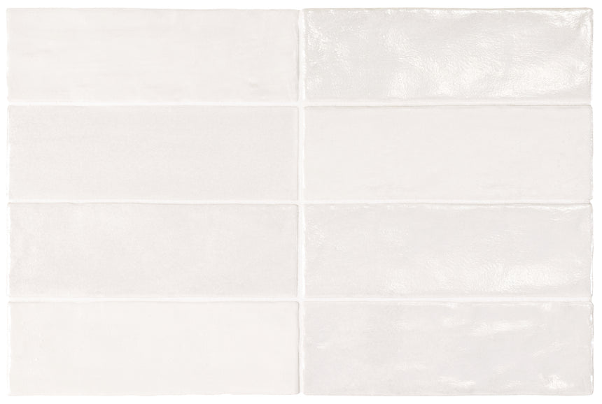 Iris White 200x65mm Spanish Ceramic Subway Wall Tile