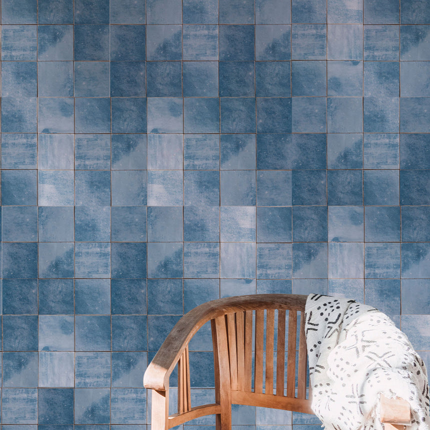 Marlow Blue Bayou Matte 115x115mm Encaustic Look Tile