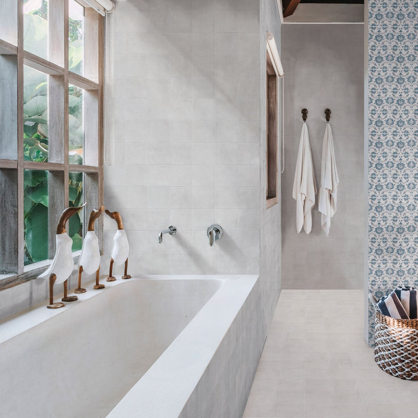 Marlow White Whale Matte 115x115mm Encaustic Look Tile