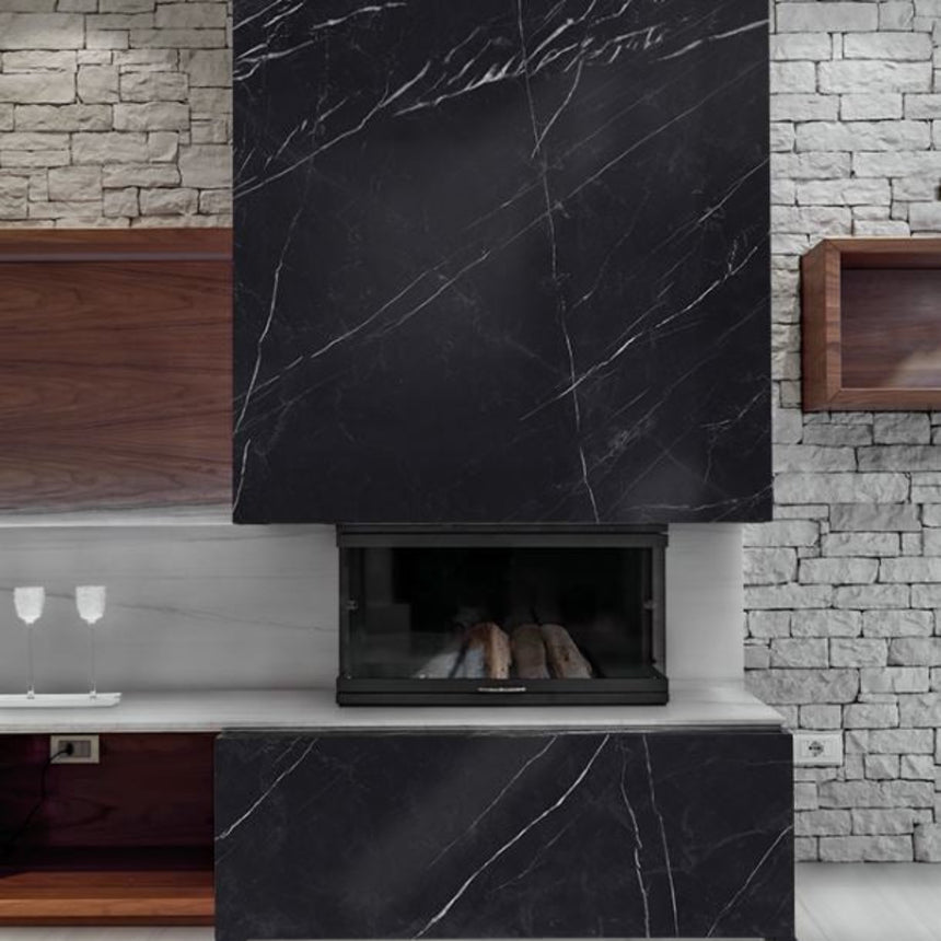 Superb Marble Marquina Black 300x600mm Marble Look Tile