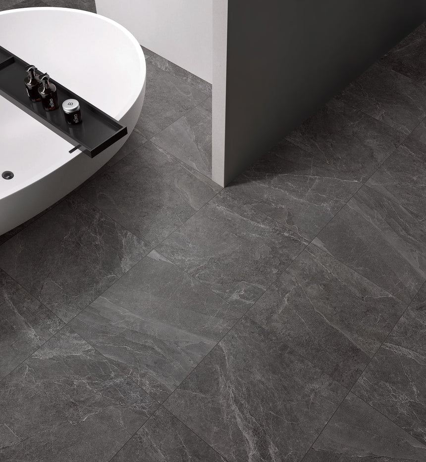 Enzo Coal SurfaceTec® 600x1200mm Anti-Slip Stone Look Porcelain Tile