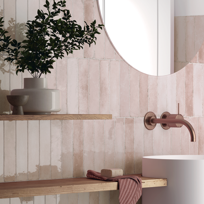 Acquarello Soft Pink 60x246mm Gloss Subway Tile