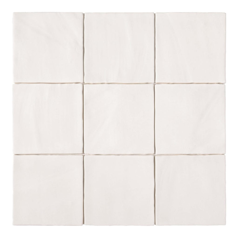 Tabarca Blanco Matt 150x150mm Large Square Handmade Look White Matt Tile