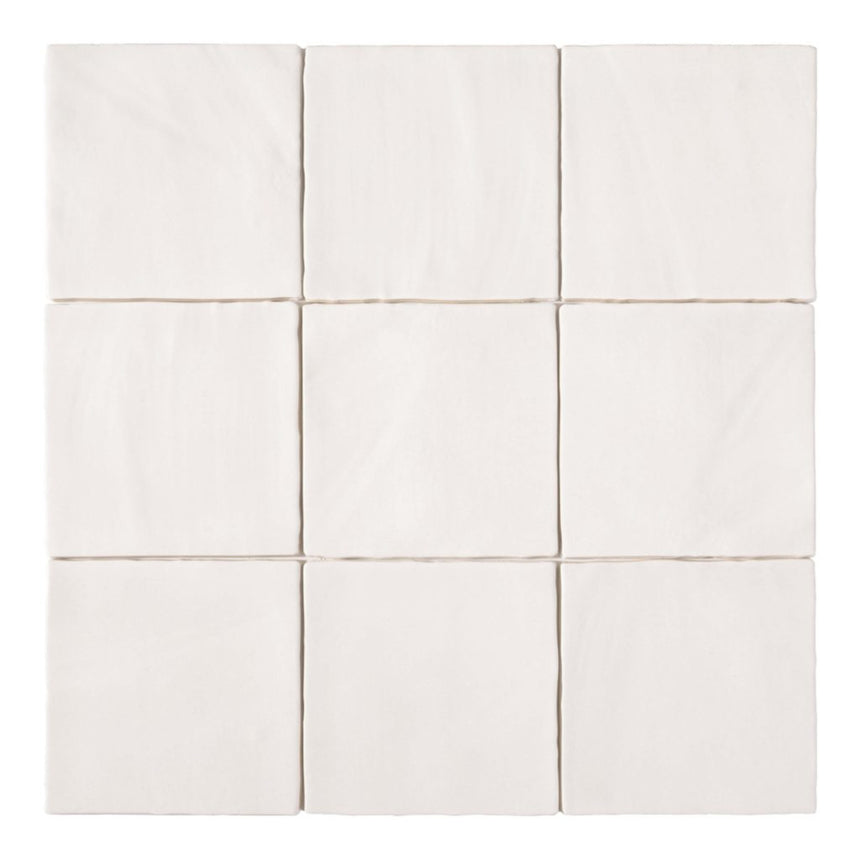 Tabarca Blanco Matt 150x150mm Large Square Handmade Look White Matt Tile