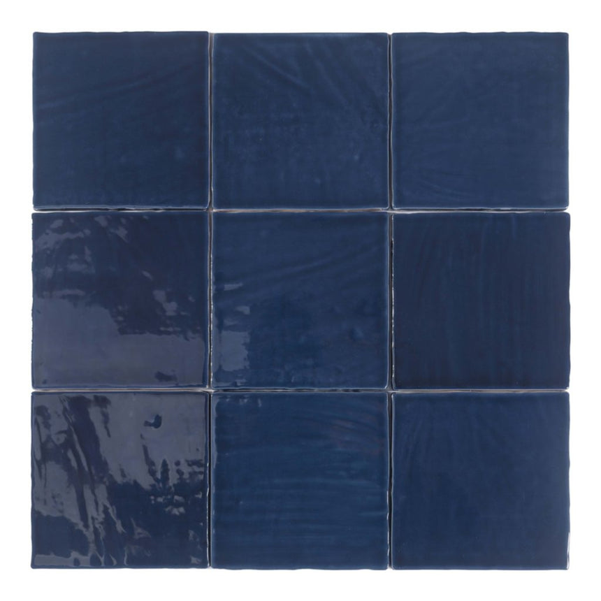 Tabarca Marino Gloss 150x150mm Large Square Handmade Look Navy Blue Tile