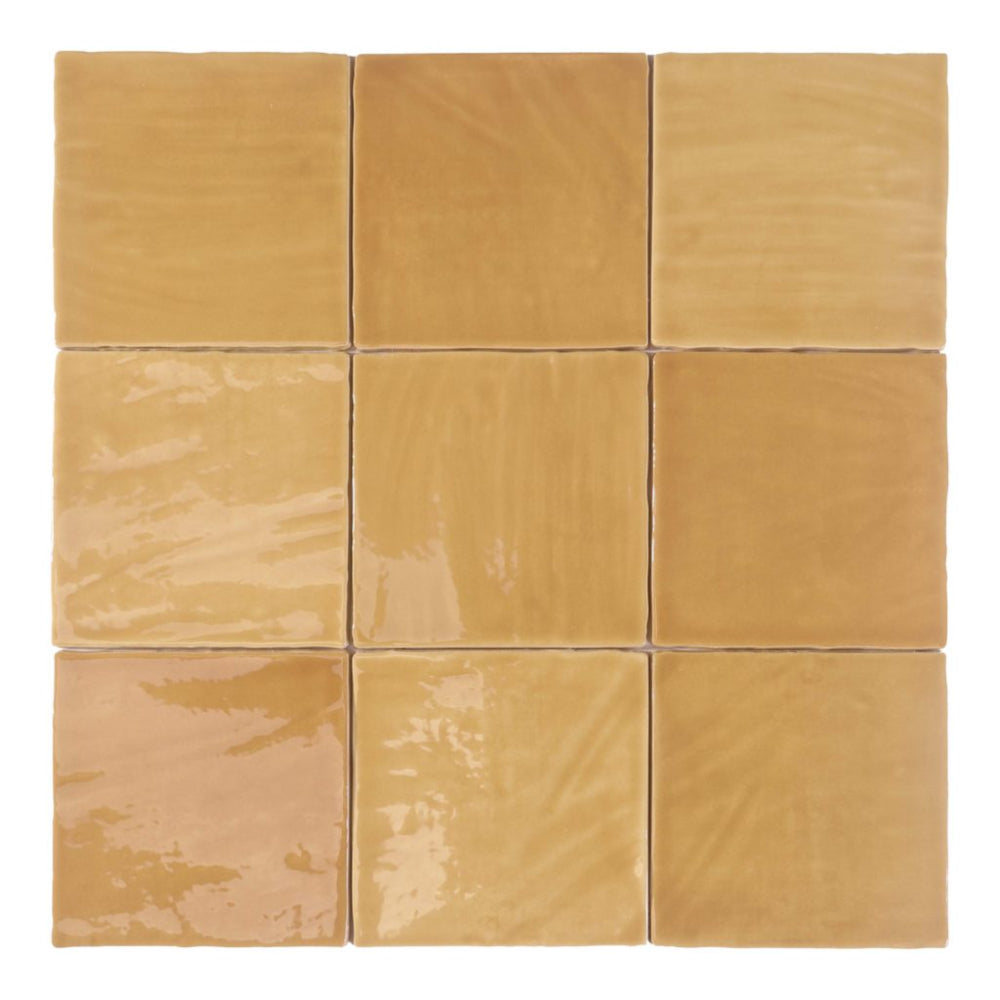 Tabarca Miel Gloss 150x150mm Large Square Handmade Look Honey Tile