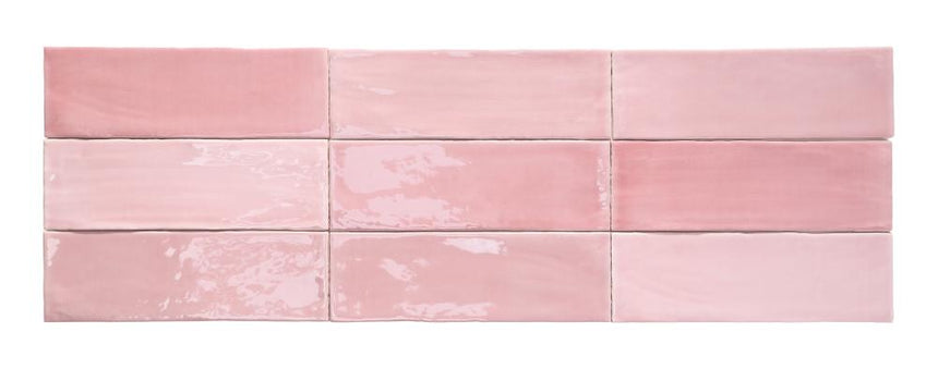 Tabarca Rosa Gloss 75x230mm Handmade Look Pink Subway Tile